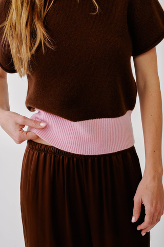 Jones Colorblock Saddle Raglan Short Sleeve Sweater | Cinnabar/Soft Pink