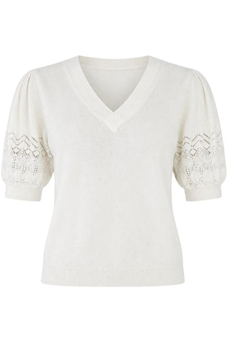 Reina Puff Cashmere Top | Pearl
