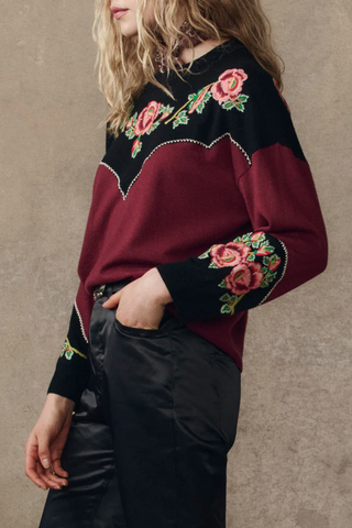 The Heirloom Rose Western Pullover | Wine