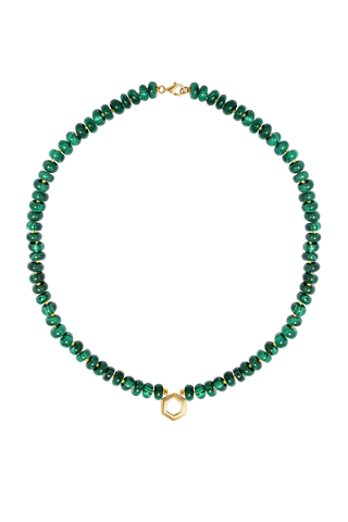18" Multi Bead & Gold Foundation Necklace | Malachite
