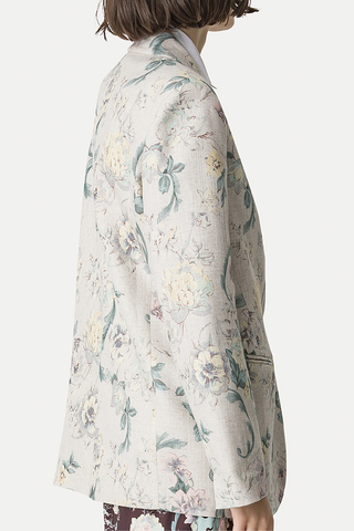 "Peonia My Love" Linen Blend Hopsack Jacket | Glicine