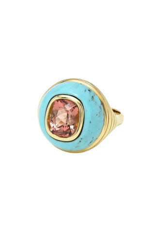 Petite Lollipop Ring | Pink Tourmaline in Turquoise