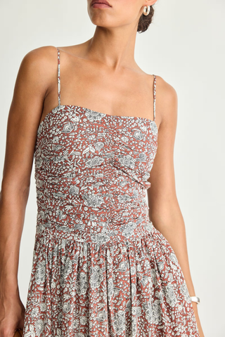 Jana Ruched Bodice Maxi Dress | Clay Floral