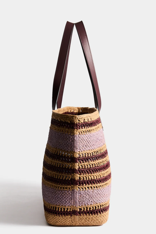 E/W Raffia Stripe Tote | Iris