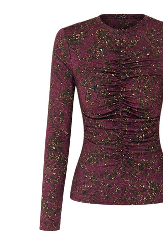 Asha Longsleeve Jersey Top | Claret Floral