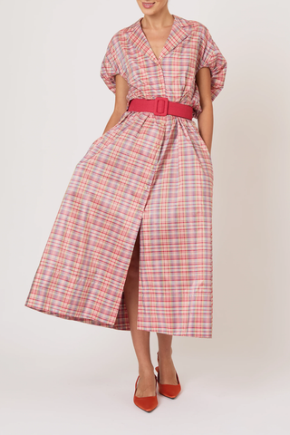 Wind at Your Back Dress | Pink Plaid