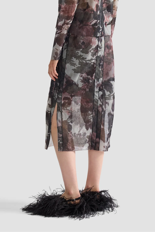 Floral Print Jacquard Knit Skirt | Dove Grey