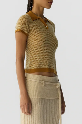 Pique Shrunken Polo | Suede Combo