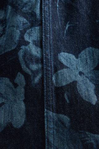 Printed Denim Sleeveless Midi Dress | Dutch Flower Painting Indigo