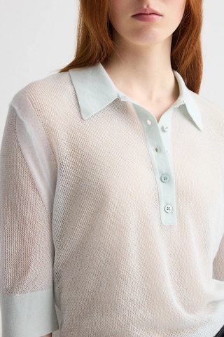 Open Stitch Slim Polo | Blue Flower