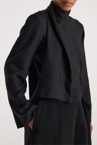 Silk Foulard Top | Black