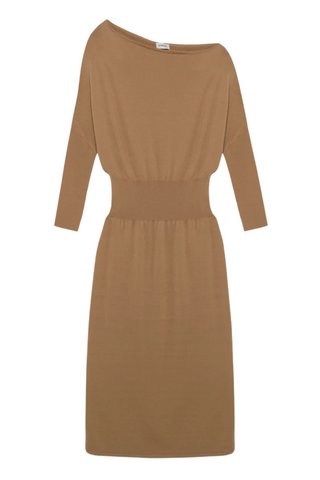 Janese Off Shoulder Midi Dress | Camel