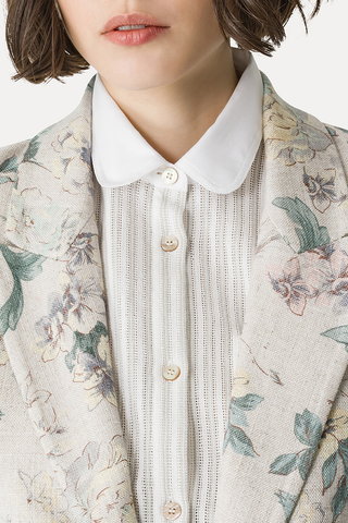 "Peonia My Love" Linen Blend Hopsack Jacket | Glicine