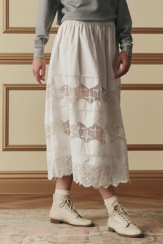 The Rosette Crochet Canary Skirt | Cream