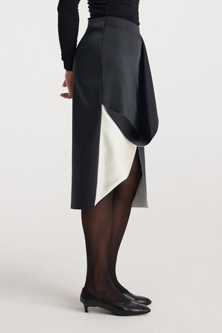 Sculptural Double-Satin Skirt | Black/White