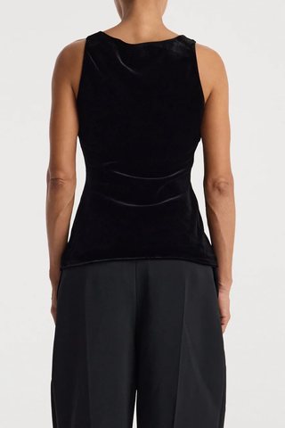 Scoop-Neck Silk Velvet Top | Black