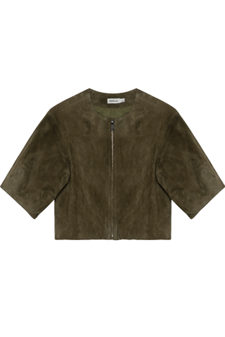Austyn S/S Zip Up Suede Jacket | Sea Turtle