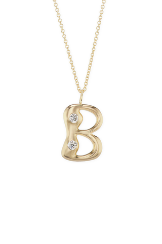 Bubble Letter Pendant | Two Diamonds