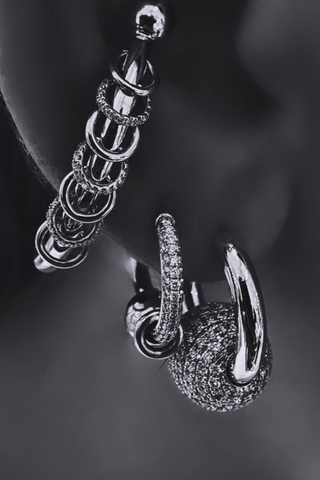 Earring Piercing Small Ball Pave | White Gold