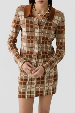Fringe Plaid Elle Shirt | Burnt Sienna/Sandstone