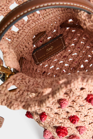 Raffie Squid Crossbody | Natural Raffia Pink