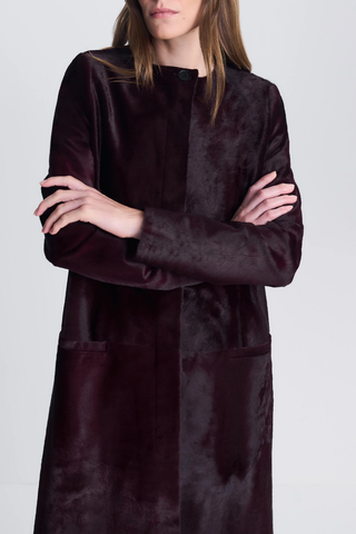 Bowie Leather Collarless Coat | Fig