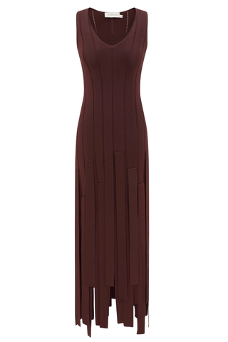 Luna Fringe Midi Dress | Chocolate