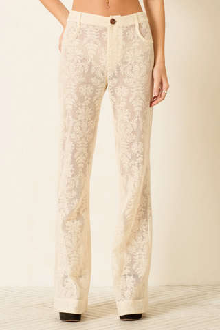 Bunny Pearl Lace Lattice Jean | Off-White