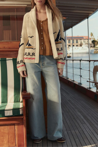 The Sailboat Lodge Cardigan | Cream