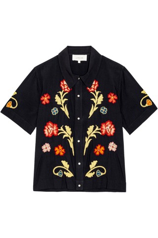 The Embroidered Paloma Top | Black