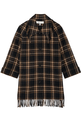 The Fringe Coat | Caramel And Black Frontier Plaid