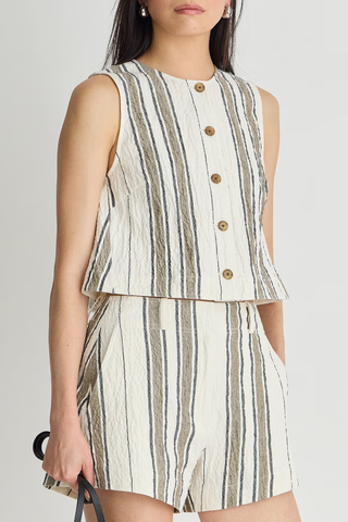 Godet Tank | Affogato Stripe