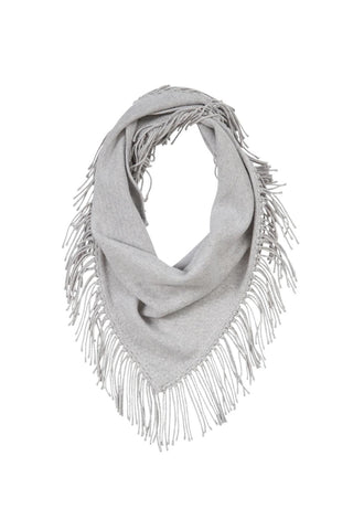 Fringe Triangle Cashmere Scarf | Light Heather Grey