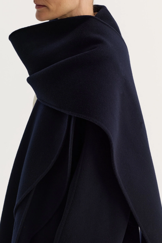 Signature Double-Faced Scarf Coat | Navy