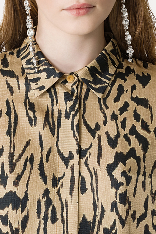 Satin Oversized Shirt With “Moiré” Print Design | Honey