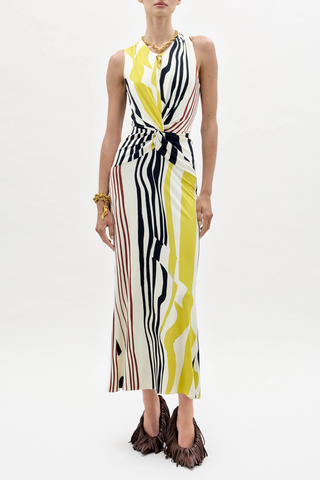 Luna Dress | Distorted Multi Color Stripes