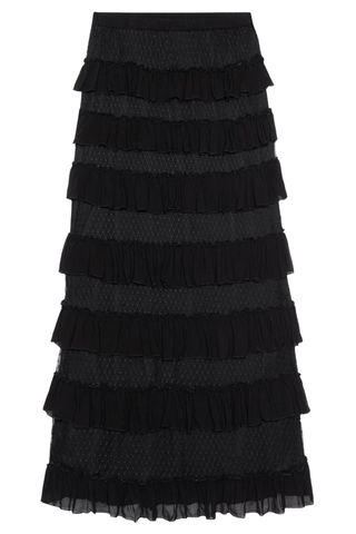 The Winter Mesh Flounce Skirt | Black