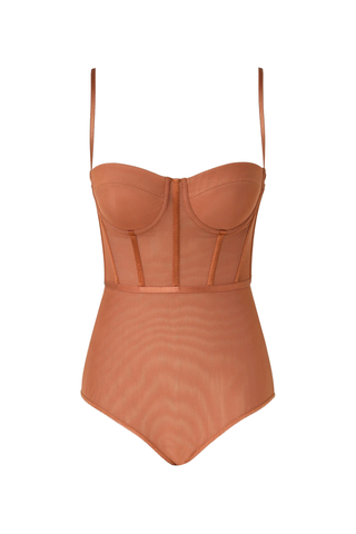 Rebellion Corset Bodysuit | Tan