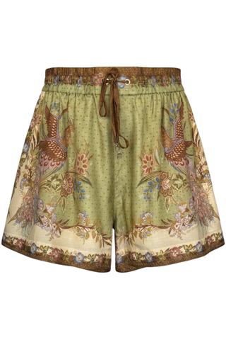 Indra Relaxed Short | Khaki Scarf Floral