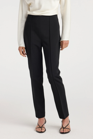 womens black cigarette trousers Trouser Classic trousers with a cigarette silhouette cropped above the ankle PrettyLittleThing Women's Tailored Mid Rise