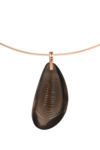 Smokey Quartz Carved Mussel Charm