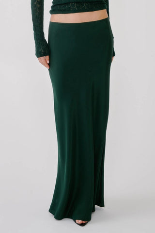 Grace C Scallop Trim Bias Maxi Pull On Skirt | Hunter Green