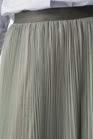 Tulle Skirt with Sunray Pleating | Stone
