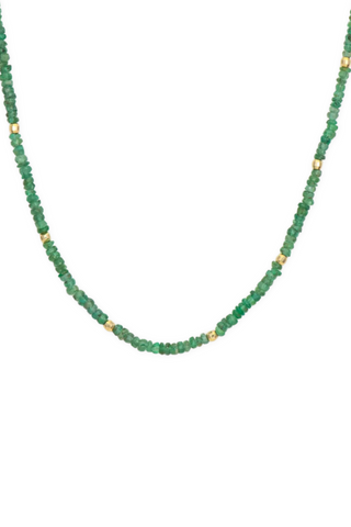 Delicate Beaded Chain | Emerald 18"