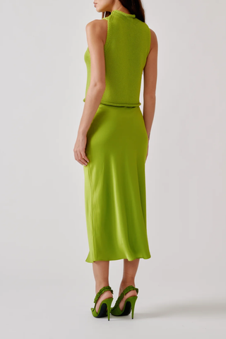 Miranda Scallop Trim Bias Cut Pull On Skirt | Chartruese