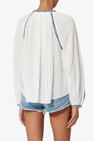 Lena Top | Ecru / Blue
