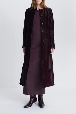 Bowie Leather Collarless Coat | Fig