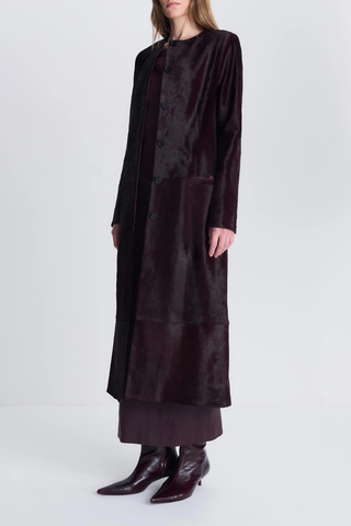 Bowie Leather Collarless Coat | Fig