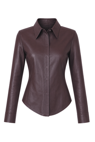 Alba Leather Shirt | Burgundy