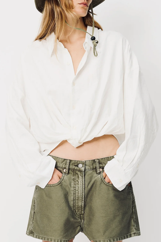 Twisted Front Shirt | White